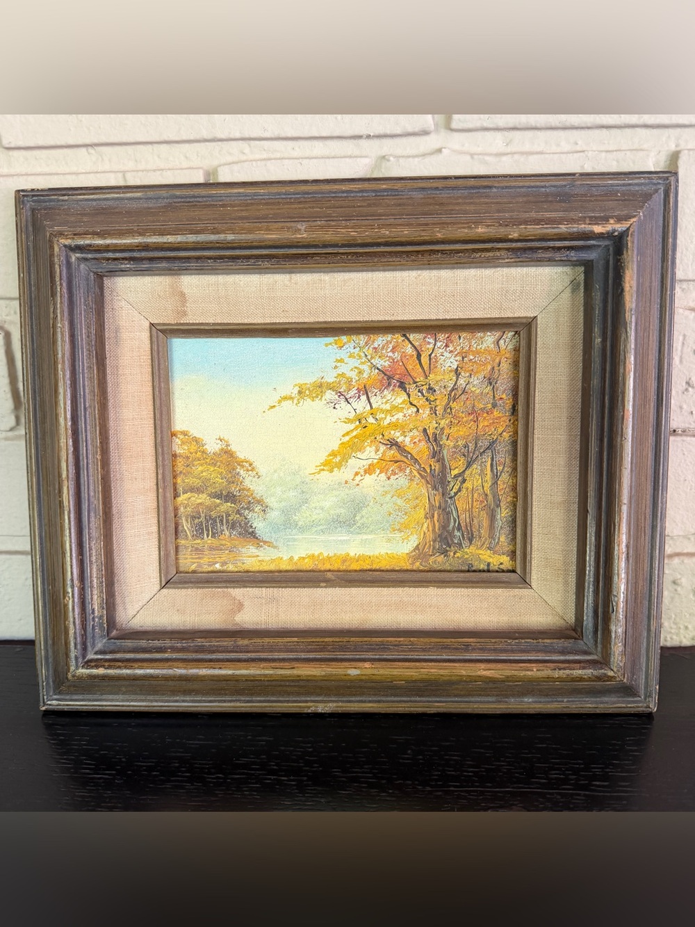 Vintage Original Landscape Oil Painting Trees Lake Framed Signed Paul S